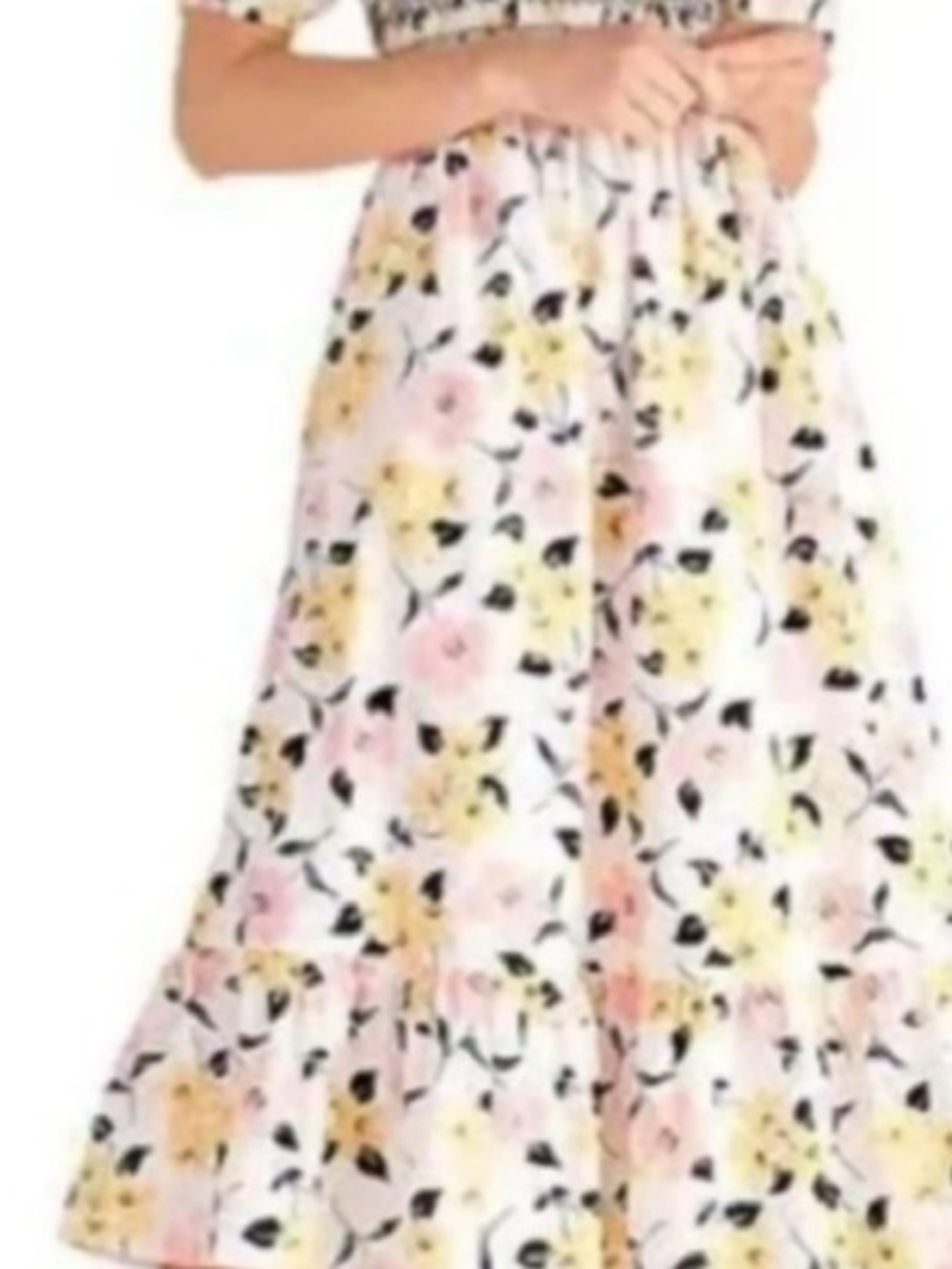 kate spade White Midi Dress with Pink and Yellow Floral Print